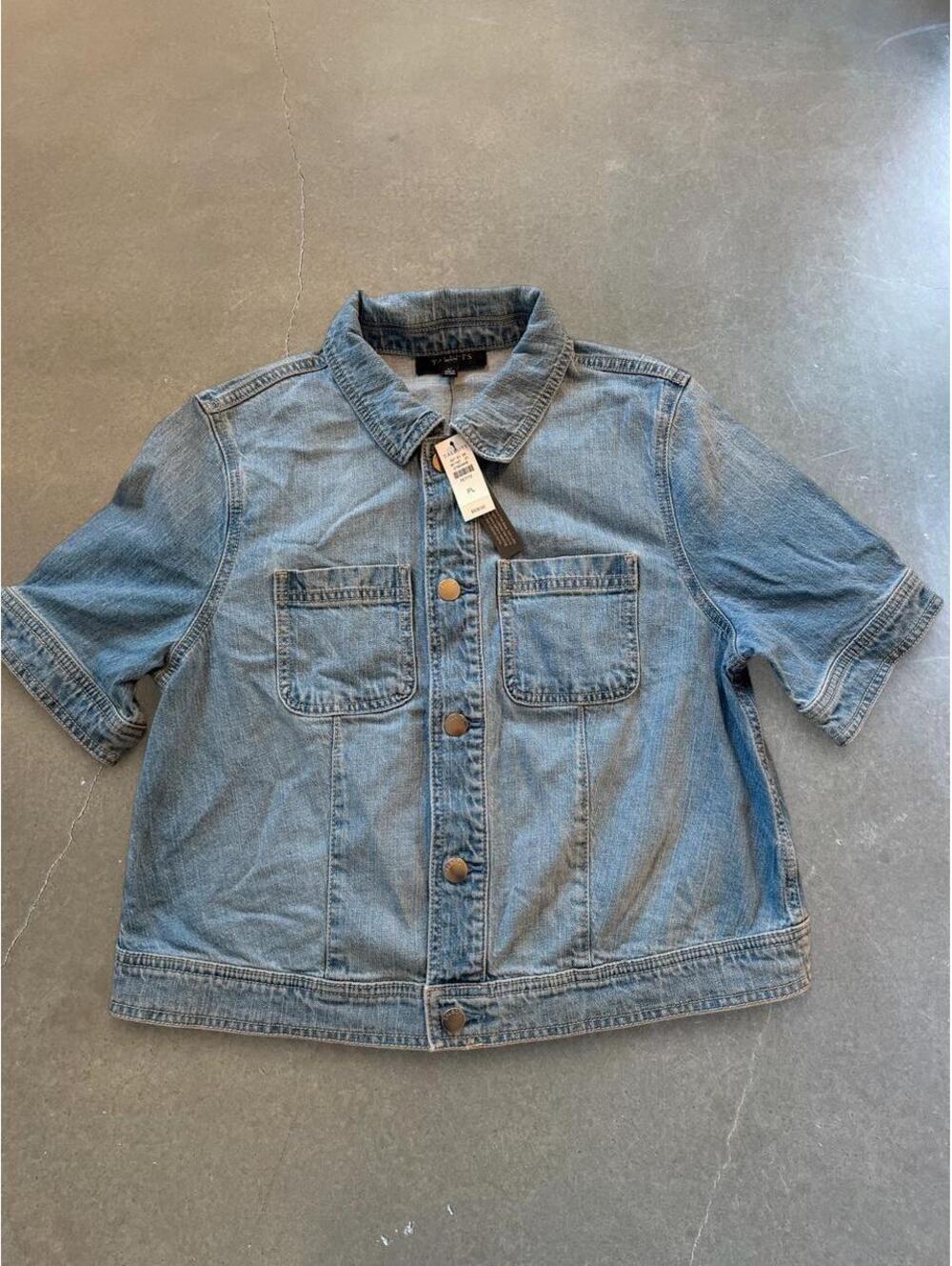 Talbots Petite Denim Jacket | Short Sleeve Button Up Shacket | PL